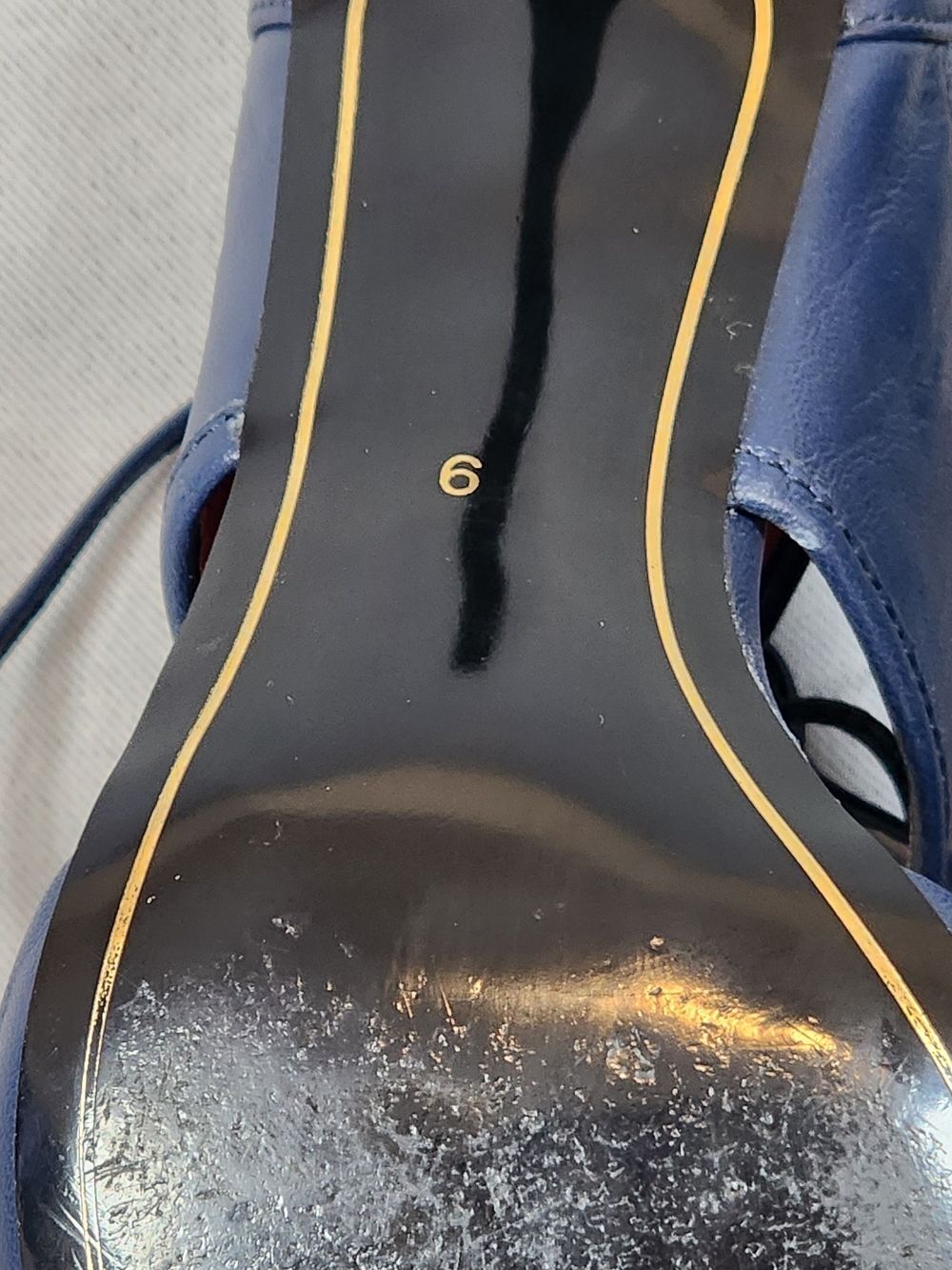 Charles Jourdan India Pump Navy Pointed Lace-Up Heels with Red Interior - Picture 10 of 13